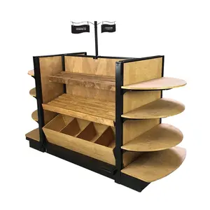 Lux Custom Made Houten Supermarkt Gondel Display Plank Opslag Rack Voor Retail