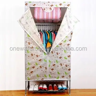 Small compact Oxford cloth portable fabric wardrobe with cover R-75