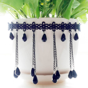 Elegant Black Lace <strong>Choker</strong> Necklace, <strong>Gothic</strong> <strong>Choker</strong> With Rhinestones - Product Image 2