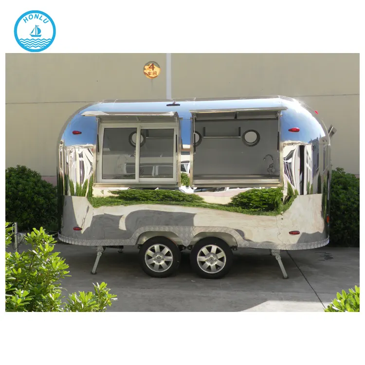 2022 New Stainless Steel Food Caravan Trailer Food Vending Truck Kitchen Van