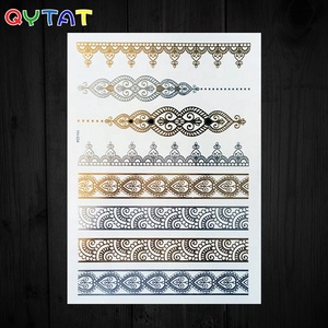 Venta al por mayor de alta calidad Flash hermosa hoja metálica oro plata <span class=keywords><strong>tatuaje</strong></span> de alta calidad Henna pegatina <span class=keywords><strong>tatuaje</strong></span> para mujeres - Product Image 2