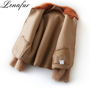 Reale Ricci di pelle di Pecora di lana di tosatura Cappotto di <span class=keywords><strong>Pelliccia</strong></span>, Donne Cappotto di <span class=keywords><strong>Pelliccia</strong></span> di Agnello - Product Image 3