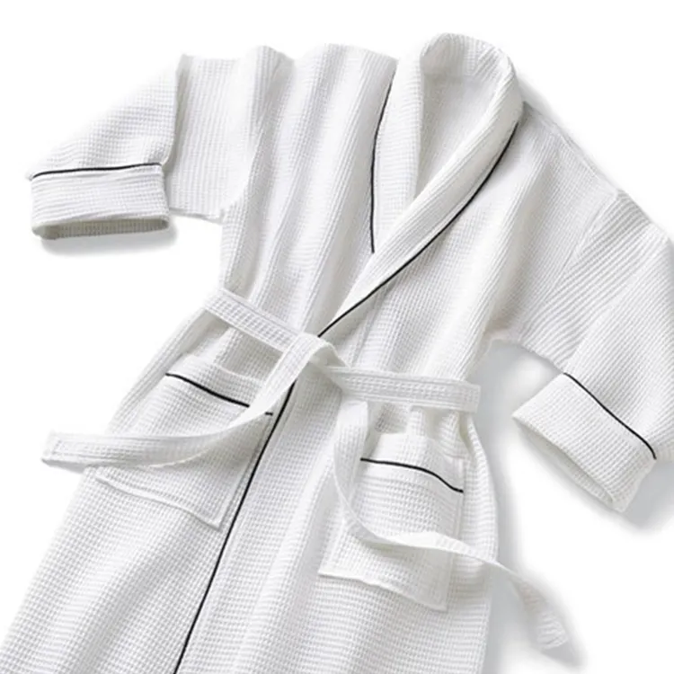 Vrouwen Wafel Weave Wrap Robe Kimono Badjas Belted Spa Badjas