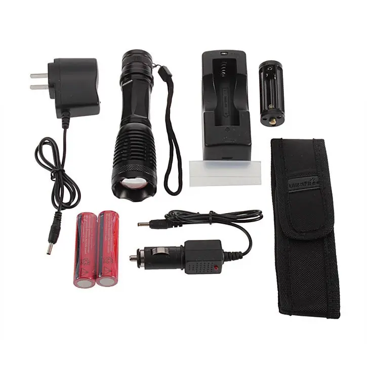 XML-T6 Light LED Flashlight Torch Zoomable 1600LM Flashlight Torch 18650 Battery Charger Holster Highlight Torch Flashlight
