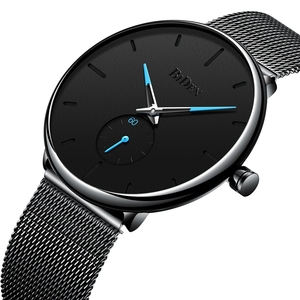 Montres à quartz BIDEN, <span class=keywords><strong>mouvement</strong></span> <span class=keywords><strong>japonais</strong></span>, <span class=keywords><strong>montre</strong></span> pour homme, bracelet en acier inoxydable noir, montres-bracelets de style business, horloge 0124 - Product Image 5