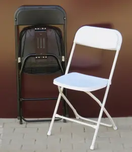 Commercio all'ingrosso di plastica bianca in acciaio pieghevole sedia da pranzo sedia