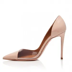 Chaussures à talons transparents élégantes pour femmes, collection été 2018, talons aiguilles dorés, escarpins <span class=keywords><strong>nude</strong></span> à bout pointu pour soirée - Product Image 1