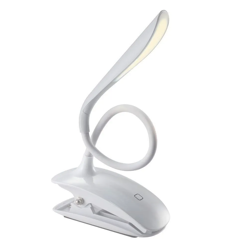 Rechargeable Eye Care Reading Lamp Gooseneck Tube Touch Sensitive Switch 14 LED Clip Book Light