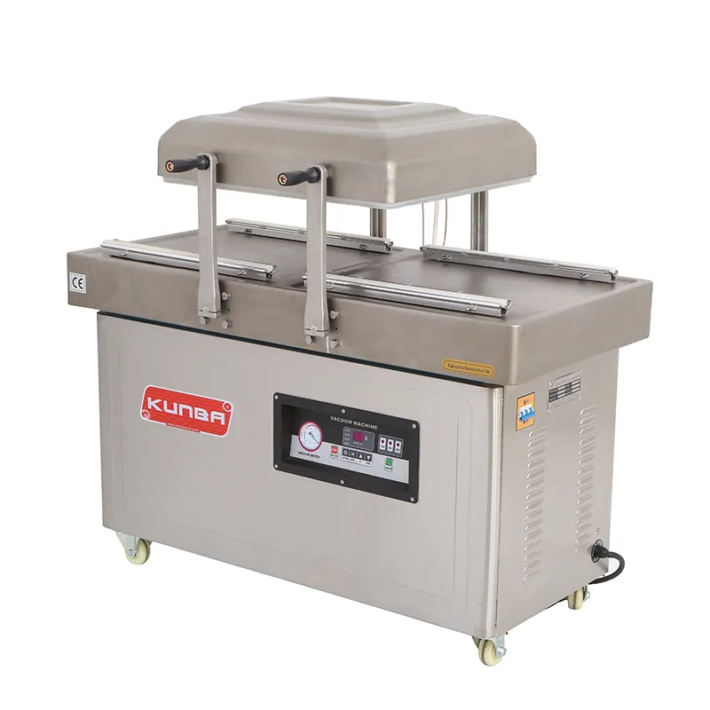 Double chamber Vacuum sealer or packer with nitrogen gas filling and soft air