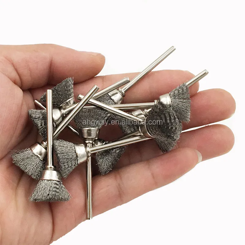 Brosses de polissage Abrasive, pour outils rotatifs, accessoires pour gobelets en acier/Nylon, 10 pièces