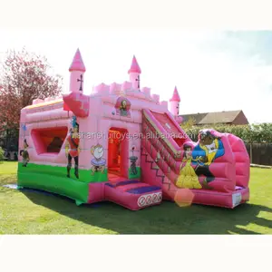 Aangepaste Roze Thema Park Opblaasbare Bounce Huis/Springkasteel/Springkussen Met Glijbaan Voor Kinderen