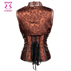 Corsetto marrone Gothique Steampunk giacca completo Burlesque Sexy donna foto corsetto Slim Fit - Product Image 3