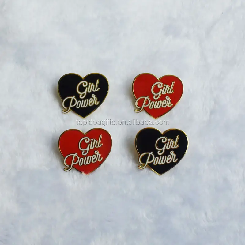 Factory Wholesale custom heart shape metal imitation enamel lapel pins black and red for promotional customized