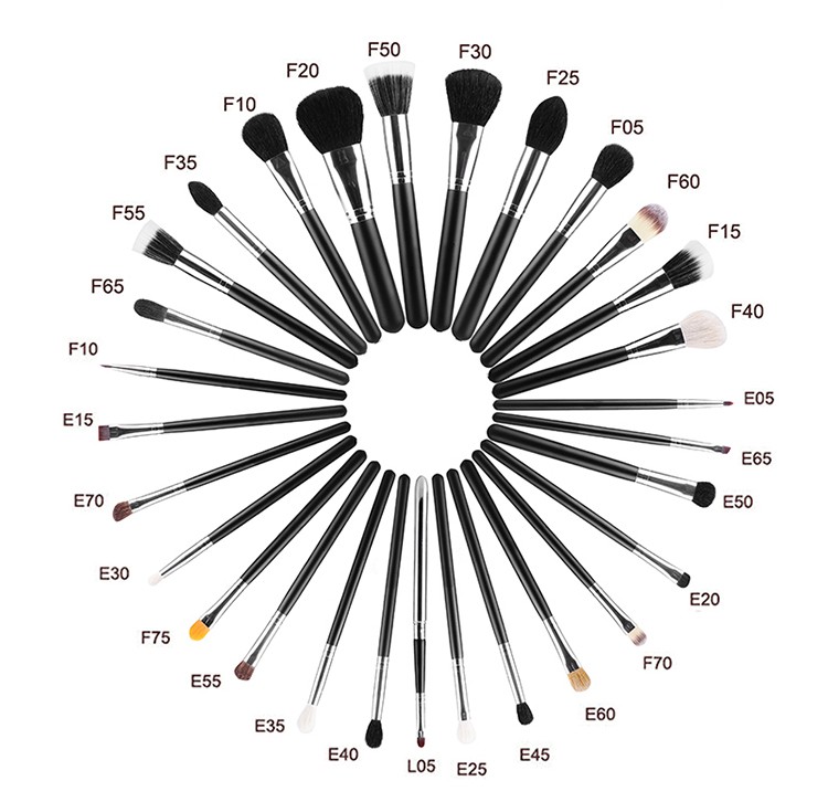 Набор кистей для макияжа с натуральным ворсом, 24 шт.