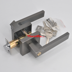 Serrure tubulaire brillante à <span class=keywords><strong>levier</strong></span>, serrure de <span class=keywords><strong>porte</strong></span> tubulaire carrée et gris, pour chambre à coucher et salle de bains - Product Image 3