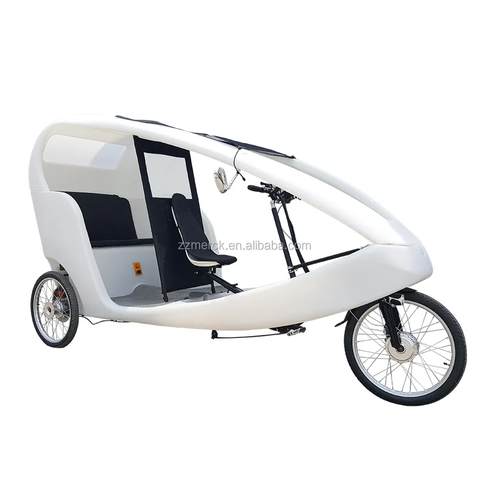 PE Cabina Pedale Assistere 3 Ruota 2 Passeggeri Uso Noleggio Velo Stile Taxi Cargo Triciclo Elettrico Taxi Bici di Distribuzione