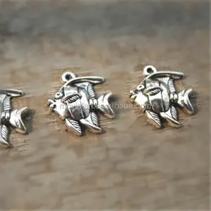 Angelfish Charms Antique silver Angel Fish Pendants Charms Tropical Fish 21x24mm