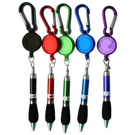 Draagbare Carry Rood Intrekbare Badge Reel Balpennen Riem Clip & Karabijnhaak Blauw Refill Briefpapier Balpen Party Favor