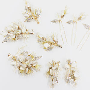 Ameliebridal or Champagne peint bourgeon cristal fleur fille épingles à cheveux pince à cheveux boucle d'oreille mariage accessoires de cheveux vente en gros chine - Product Image 5