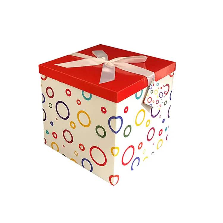 Caja de regalo plegable de papel blanco, <span class=keywords><strong>círculos</strong></span> de colores iridiscentes, impreso, nuevo producto
