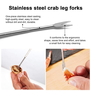 12 piezas de herramientas para <span class=keywords><strong>mariscos</strong></span>, abrillanques de cangrejo y <span class=keywords><strong>mariscos</strong></span> de acero inoxidable, tenedores para <span class=keywords><strong>mariscos</strong></span> - Product Image 5