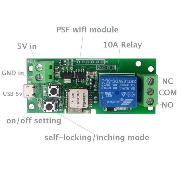 WiFi Wireless Smart Switch Relay Module for Smart Home 5V 5V/12v Ba applied to access control turn on PC, garage door (5v)