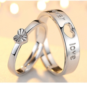 Personnalisé 925 bijoux de mode en argent sterling réglable pour toujours amour bague de mariage couples anneaux pour amoureux - Product Image 4