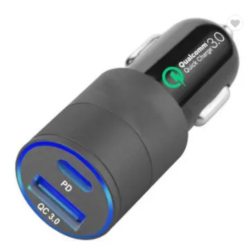 USB C PD araba şarjı + QC3.0 36W hızlı şarj 36W PD telefon şarj cihazı CE Rohs FCC KC QC 3.0 2 USB araç adaptörü cep telefonu DC 30W