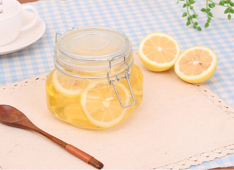 500ml square glass jars with airtight lid, glass food jar