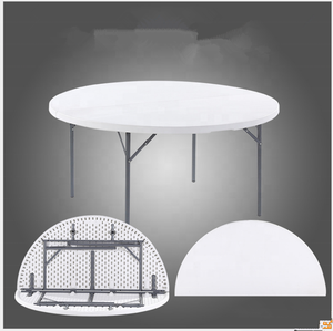 Bon marché, tables de banquet rondes en PEHD pour hôtel restaurant, <span class=keywords><strong>table</strong></span> à manger de mariage <span class=keywords><strong>pliante</strong></span> en plastique blanc - Product Image 3