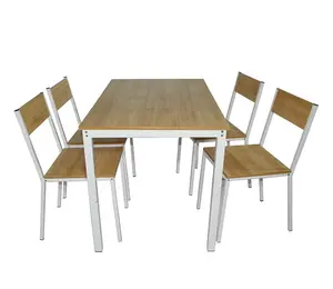 三聚氰胺木制天然白色餐厅设置桌子与 4 把椅子为餐厅