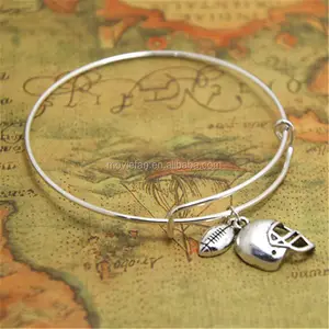 Football bracelet Football Charm bangles adjustable Jewelry mom Football gift