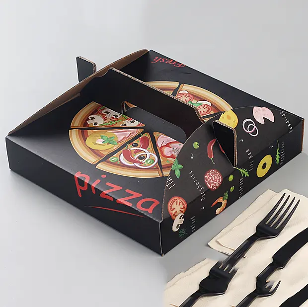 Custom druck karton papier einweg lebensmittel sushi bento kuchen pizza verpackung gewachst boxen mit griffen