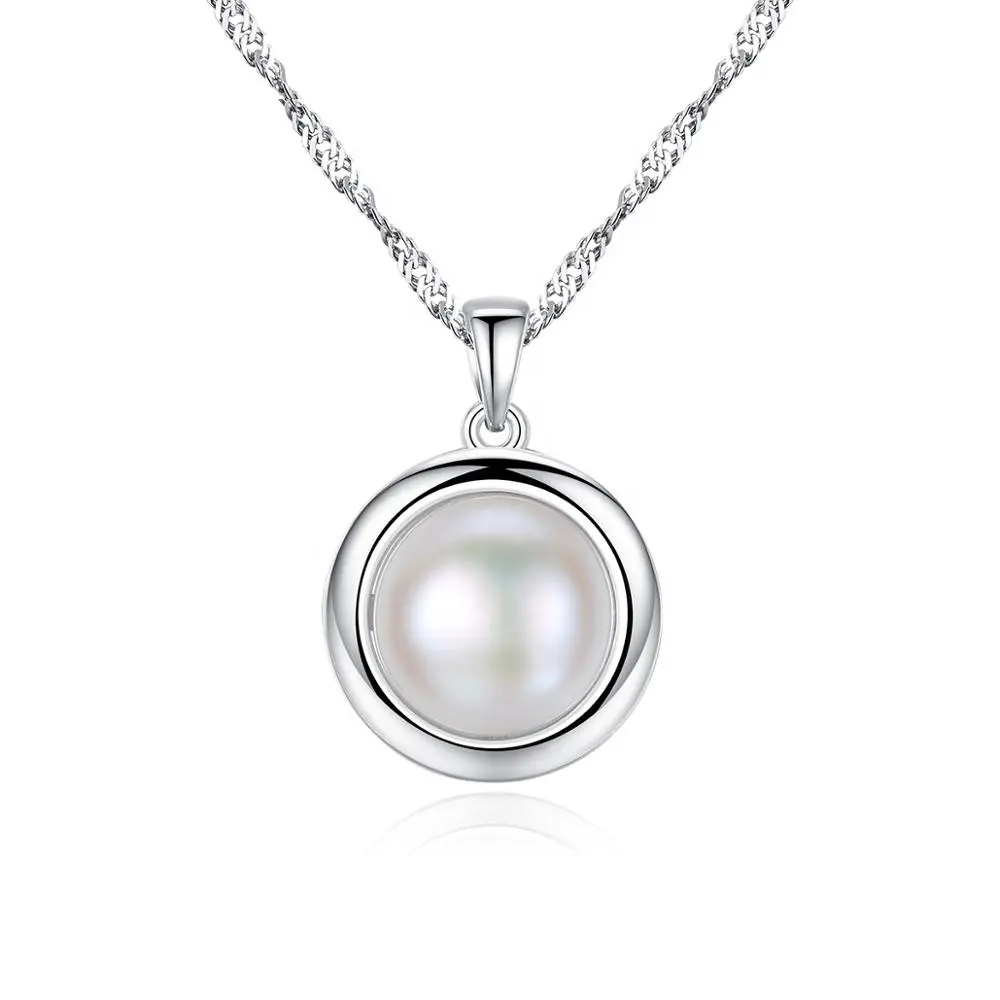 CZCITY Korean Style Necklace Woman 925 Silver Jewelry Coin Dainty Girl Unique Round Pendant