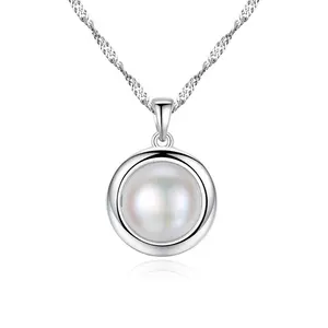 CZCITY collana stile coreano donna 925 gioielli in argento moneta delicata ragazza ciondolo rotondo unico