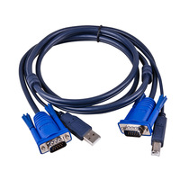 1,5m USB VGA KVM-Switch Computerkabel, 15-Pin VGA-Kabel Stecker auf Stecker und USB-A auf B Druckerkabel für CRT-PC