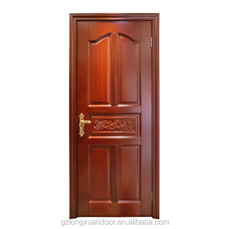 Fancy interior front door wooden design mahogany wood veneer painting finish wooden doors