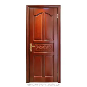 Puerta delantera interior elegante diseño de madera chapa de madera de caoba acabado de pintura puertas de madera