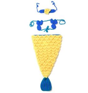 Cola de sirena de ganchillo Baby Cocoon Headband <span class=keywords><strong>set</strong></span> recién <span class=keywords><strong>nacido</strong></span> snuggle saco fotografía Prop - Product Image 1