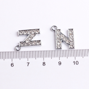 Colgantes de plata con letras de A Z, abalorios deslizantes hechos A mano de cristal, muchos diseños - Product Image 6