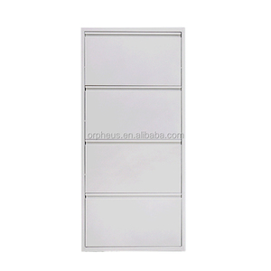 Armoire à chaussures en métal, meuble de maison italien au design moderne, très fin, gain de place, couloir en acier, 4 niveaux - Product Image 4