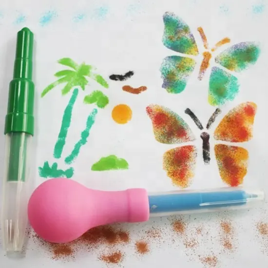 Hadiah Promosi Penjualan Laris Populer Lukisan Airbrush Warna-warni Seni Stensil Pena Tiupan untuk Anak-anak