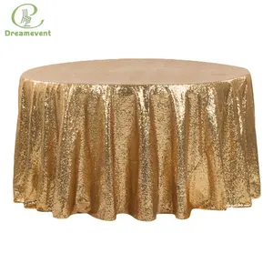 Sequence Rose Gold Sequins Table Cloth Wholesale Round Restaurant for Wedding Woven Plain Dyed 108" Round Banquet Table Clothes