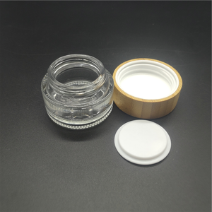Pot en verre givré transparent avec couvercle en bambou pour cosmétiques et maquillage, disponible en 5g, 15g, 30g, 50g, 100g et <span class=keywords><strong>4</strong></span> oz. - Product Image 3