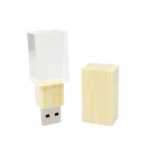 高品质定制木制 3D 标志水晶 USB 闪存驱动器