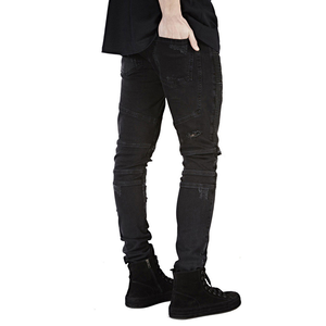 Vente en gros de vêtements chinois bon marché, <span class=keywords><strong>jeans</strong></span> skinny en denim stretch pour hommes, style motard, personnalisables - Product Image 5