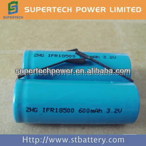 Ifr18500 600 mAh <span class=keywords><strong>3.2</strong></span> V lifepo4 bateria com abas - Product Image 1