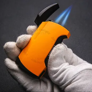 Honest Brand Classic Doppel flammens trahl feuerzeug für Zigarre Nachfüllbare Metall fackel Butan feuerzeug als Geschenk