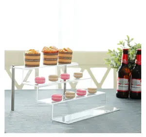 4 nível Acrílico Cupcake Display Stand, Prateleira Sobremesa, Suporte Personalizar macaroon