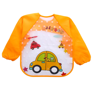 Waterproof <strong>Plastic</strong> Long Sleeved Baby <strong>Bibs</strong> Soft Washable Printed Baby Apron <strong>Bib</strong> for Kids Feeding Painting - Product Image 2